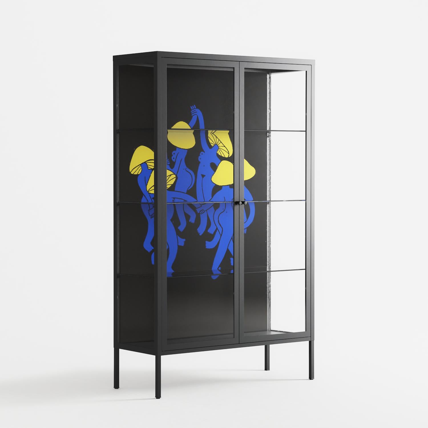 Mushroom Dance Blue - Cabinet - Aley Wild - Antracite - Clear glass