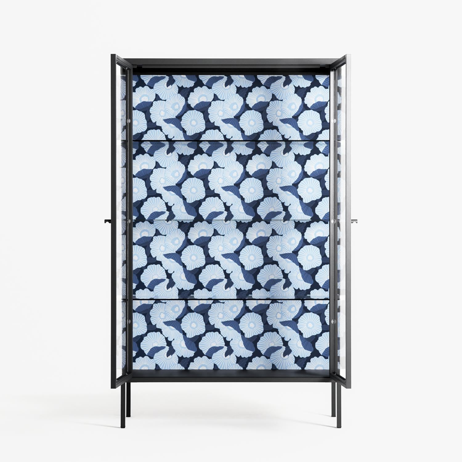 Blue Poppy 2 - Cabinet - Katie O’Shea - Antracite - Clear glass