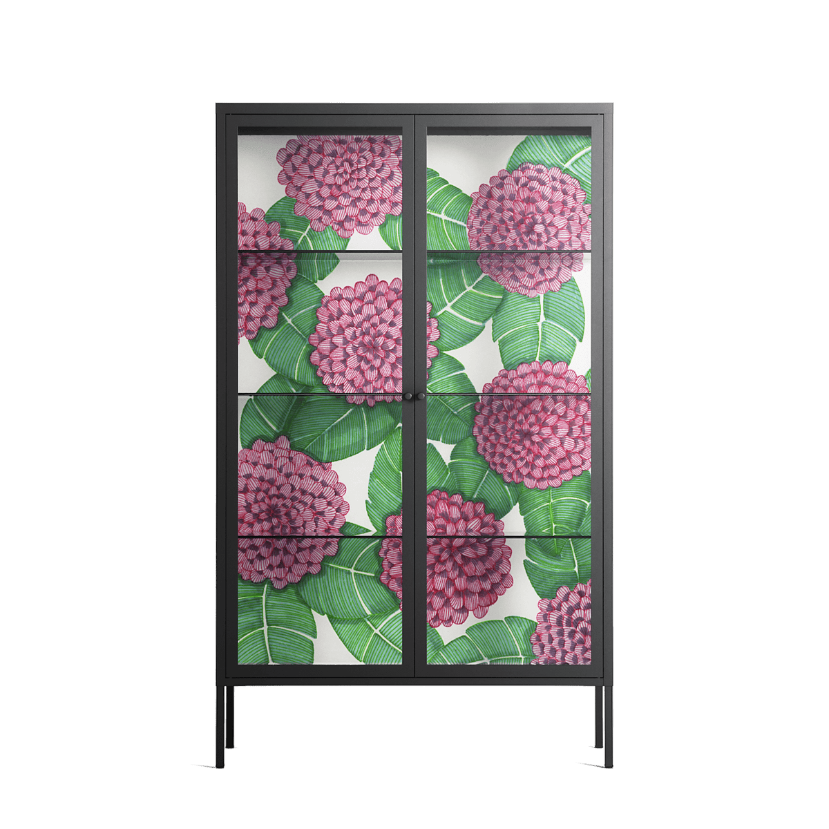 Pink Floras - Cabinet - Katie O’Shea - Antracite - Clear glass