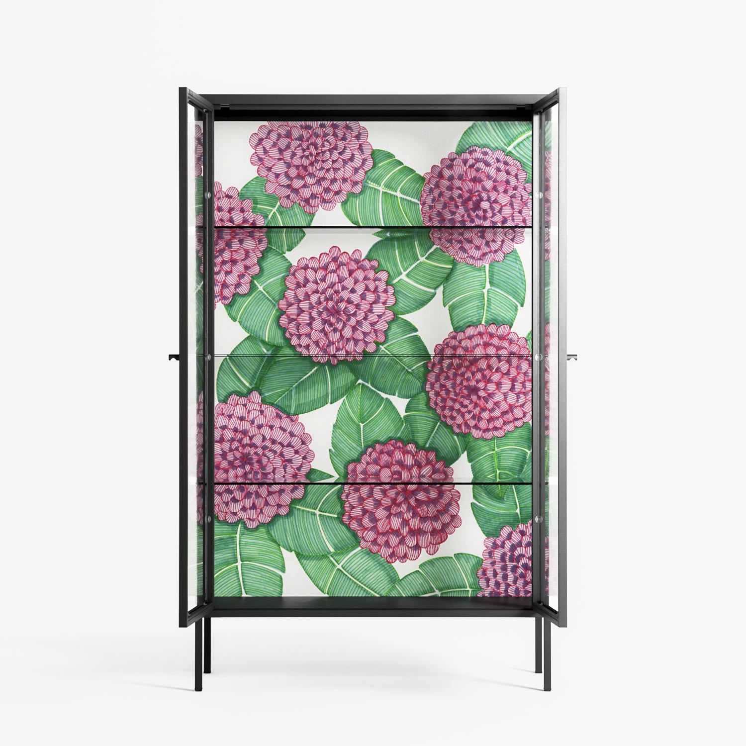 Pink Floras - Cabinet - Katie O’Shea - Antracite - Clear glass