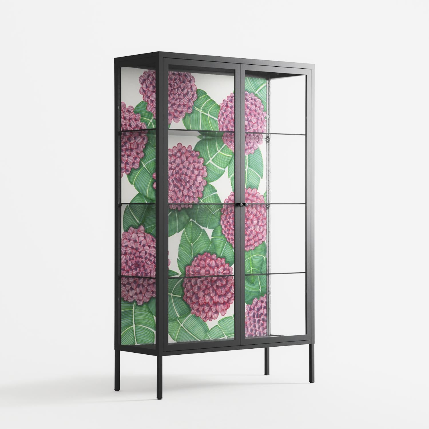 Pink Floras - Cabinet - Katie O’Shea - Antracite - Clear glass