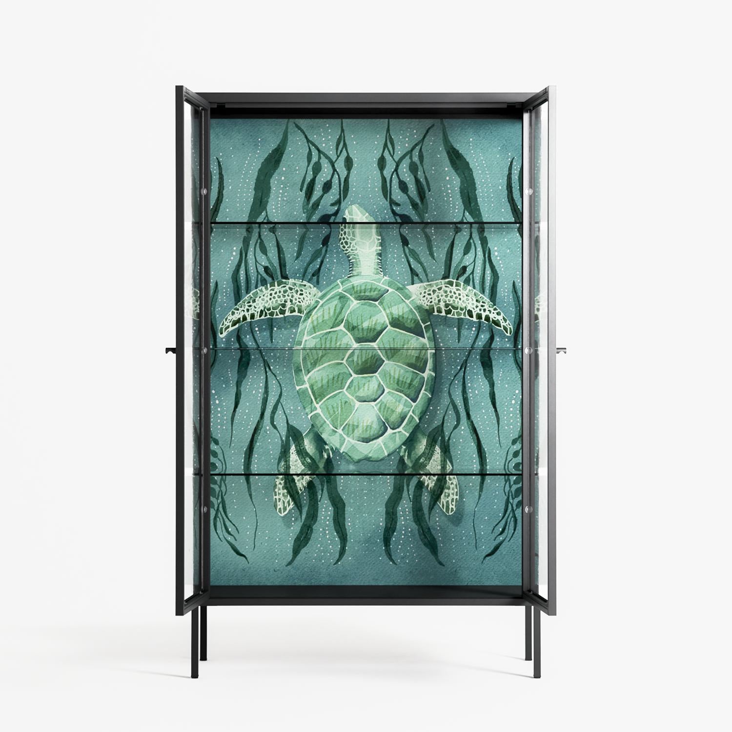 Turtle With Kelp - Cabinet - Katie O’Shea - Antracite - Clear glass