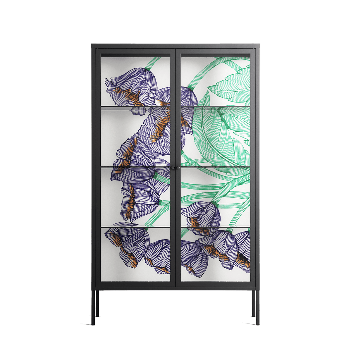 Tulips Purple - Cabinet - Katie O’Shea - Antracite - Clear glass