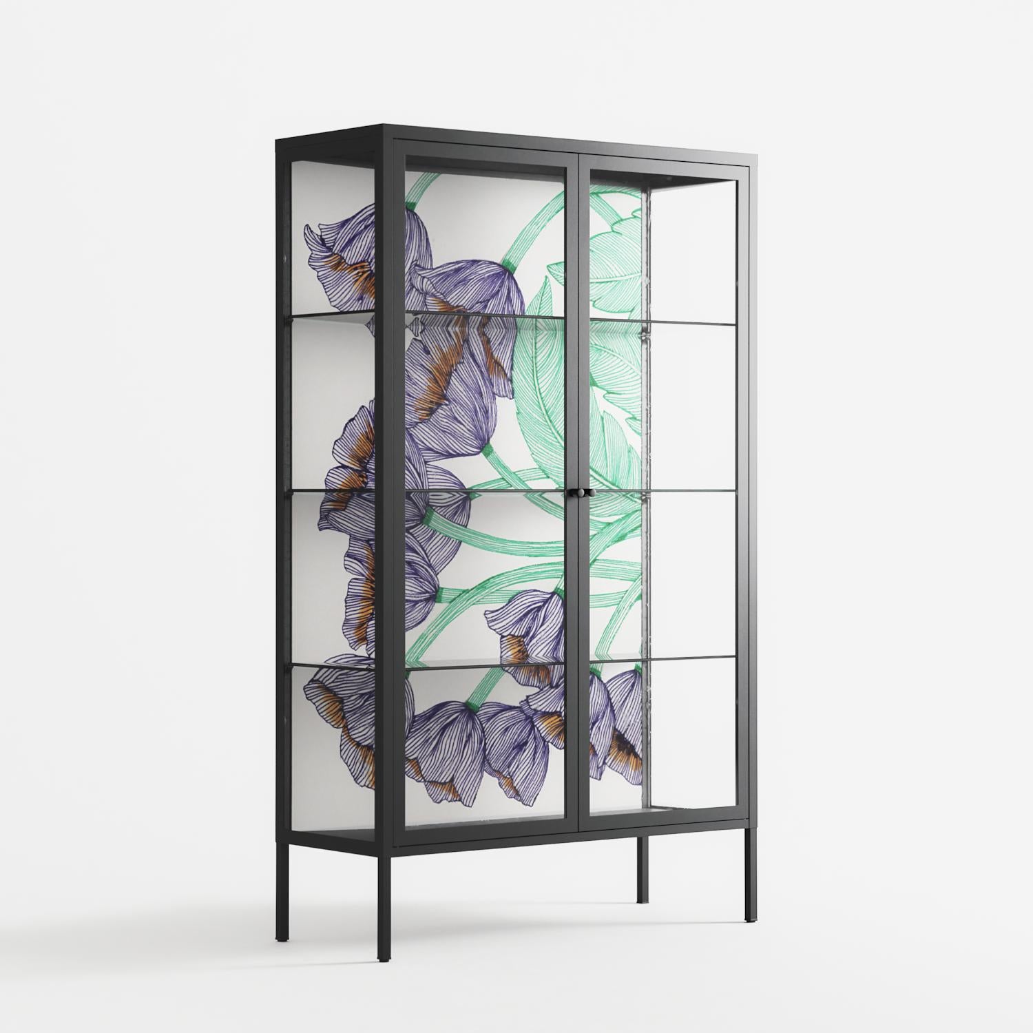 Tulips Purple - Cabinet - Katie O’Shea - Antracite - Clear glass