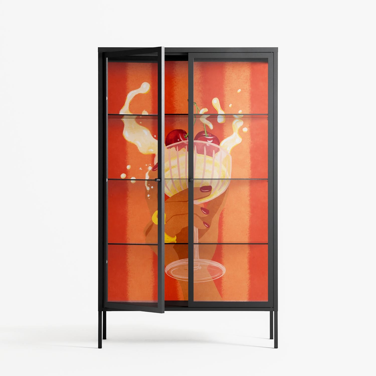 Drink And Cherries - Cabinet - Raissa Oltmanns - Antracite - Clear glass