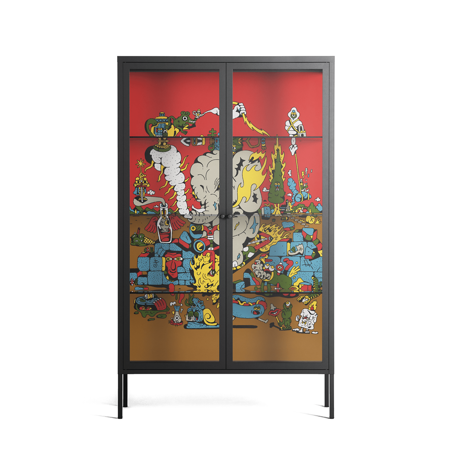 Ganesha - Cabinet - Cezar Berje - Antracite - Clear glass