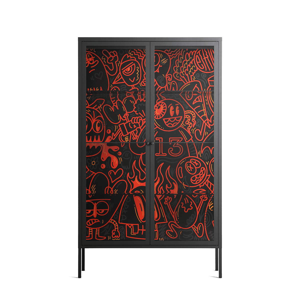 Wottosque Red - Cabinet - Craig Watkins - Antracite - Clear glass