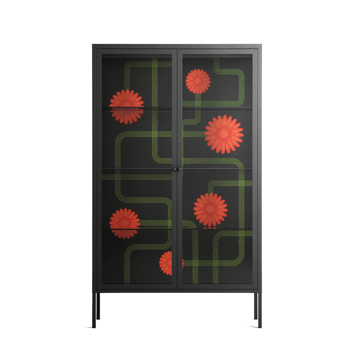 Floral Pipes - Cabinet - Kristin Eriksson - Antracite - Clear glass