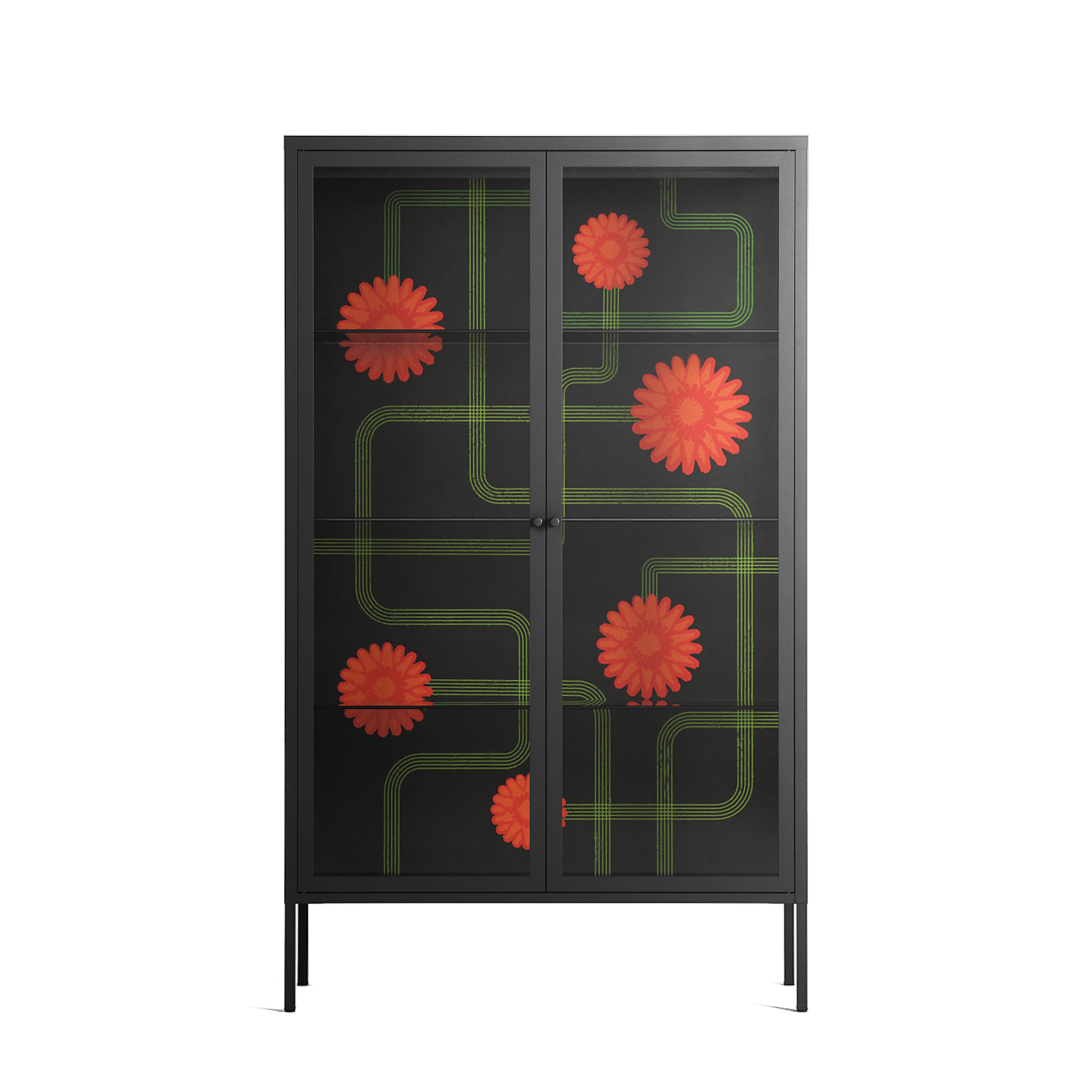 Floral Pipes - Cabinet - Kristin Eriksson - Antracite - Clear glass