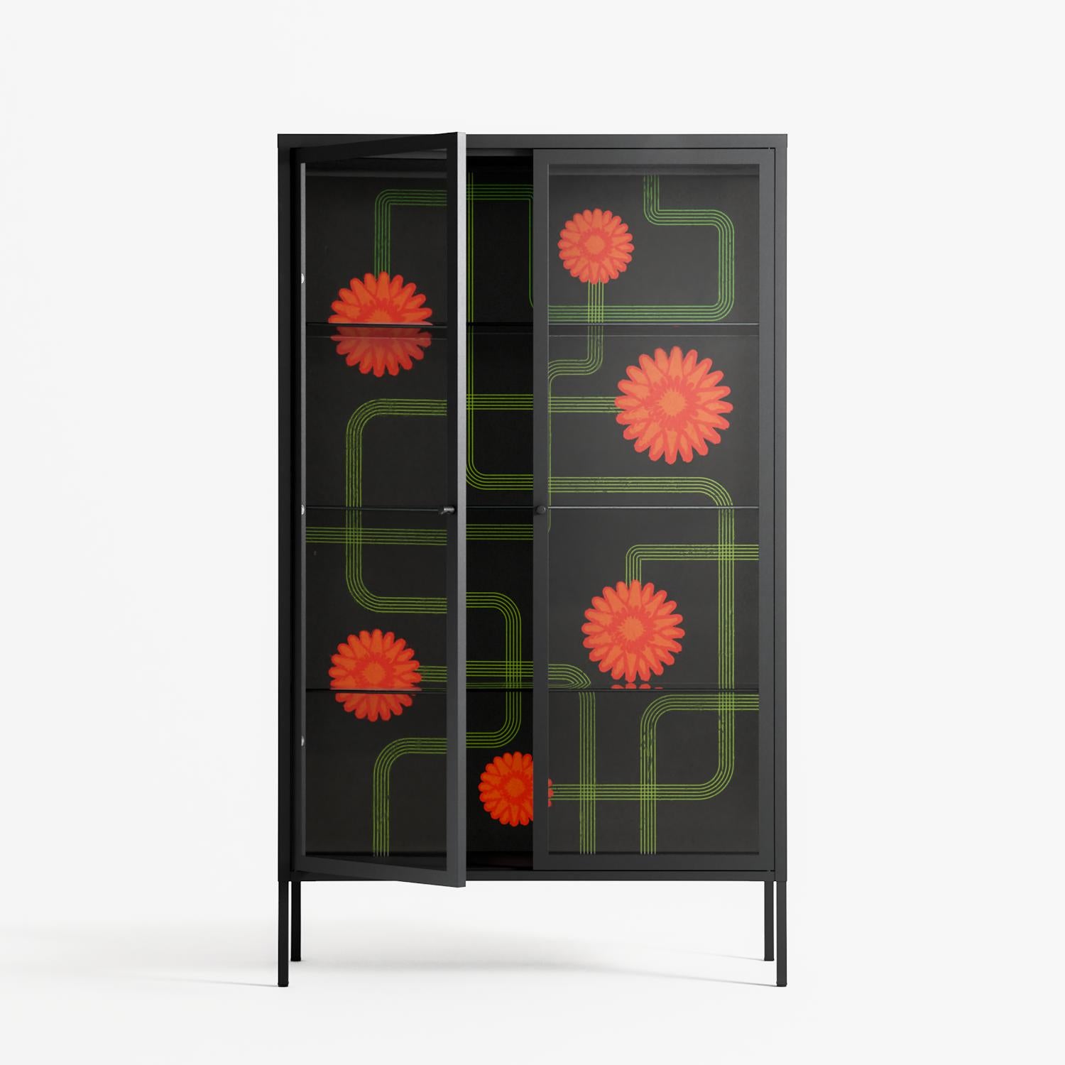 Floral Pipes - Cabinet - Kristin Eriksson - Antracite - Clear glass