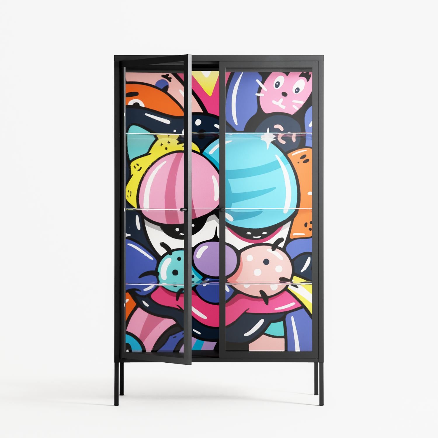 Sansone - Cabinet - Maddalena Fanfani - Antracite - Clear glass