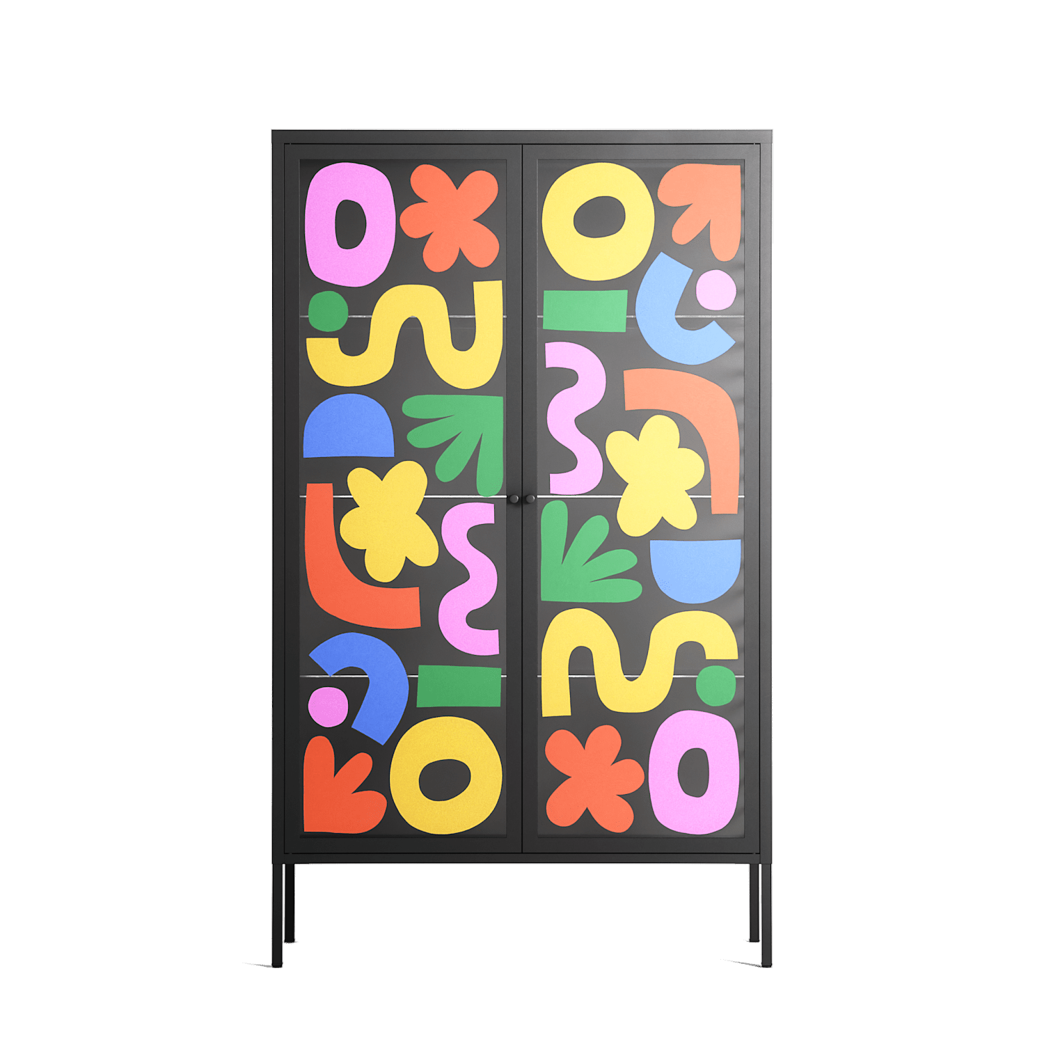Fun Shapes - Cabinet - Sandra Hutter - Antracite - Overlay Glass