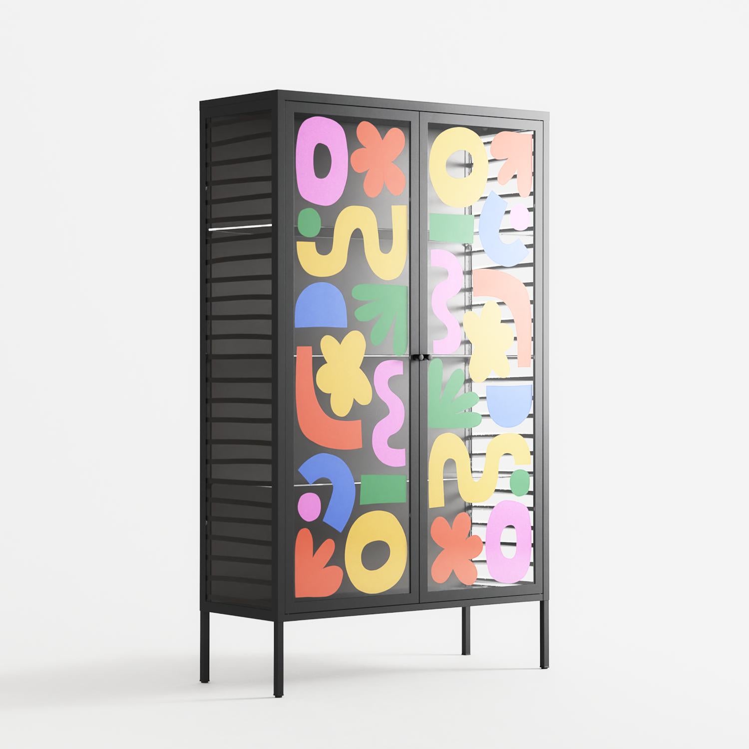Fun Shapes - Cabinet - Sandra Hutter - Antracite - Overlay Glass