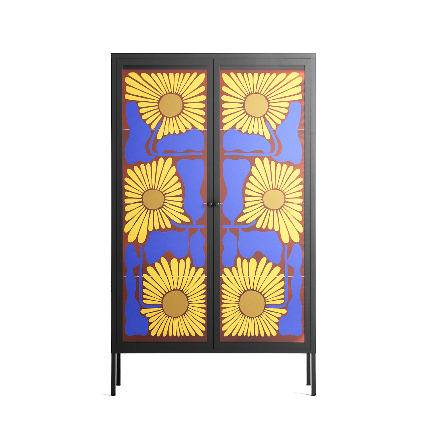 Sunflowers - Cabinet - Sandra Hutter - Antracite - Overlay Glass