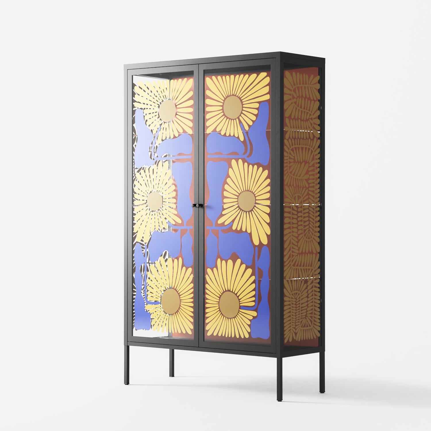 Sunflowers - Cabinet - Sandra Hutter - Antracite - Overlay Glass