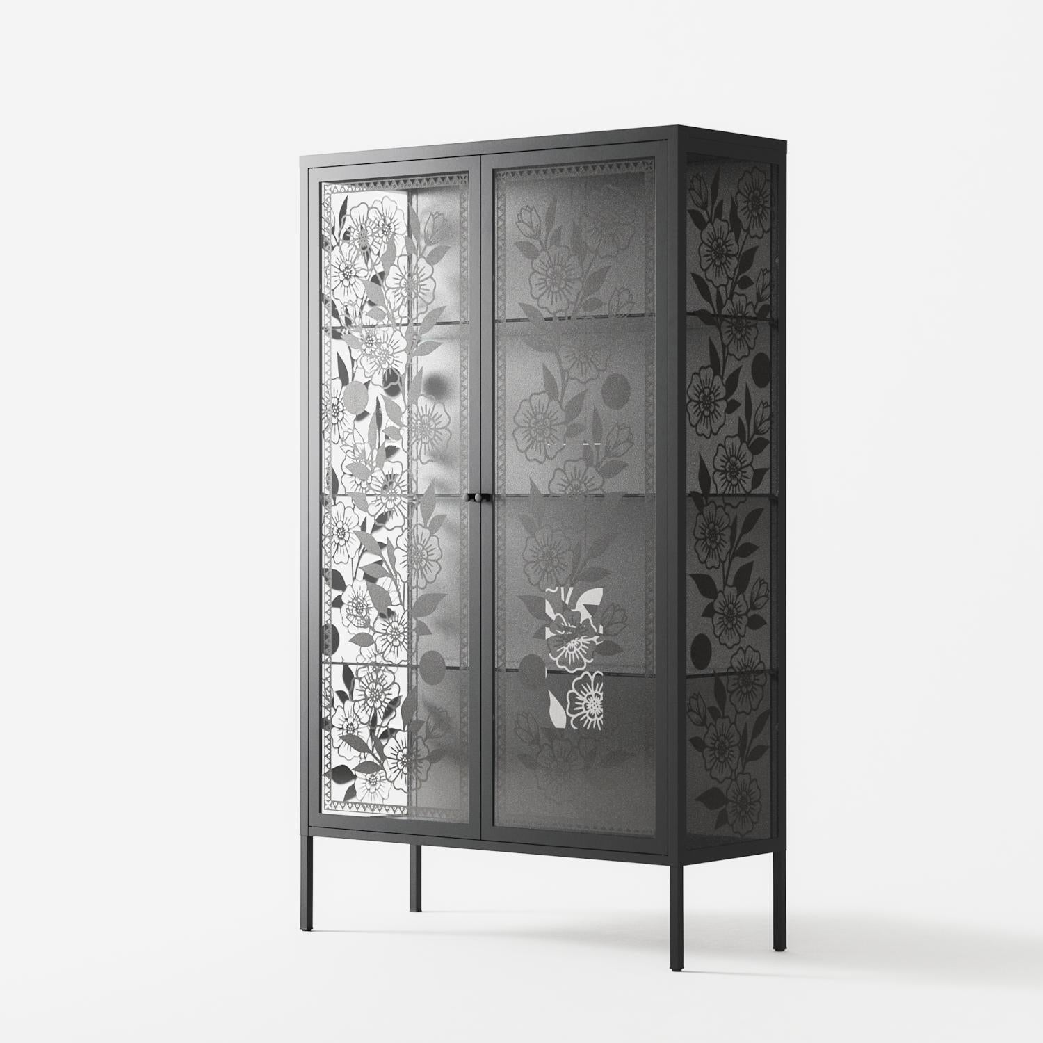 Barbed Bloom - Cabinet - Daphna Sebbane - Antracite - Overlay Glass