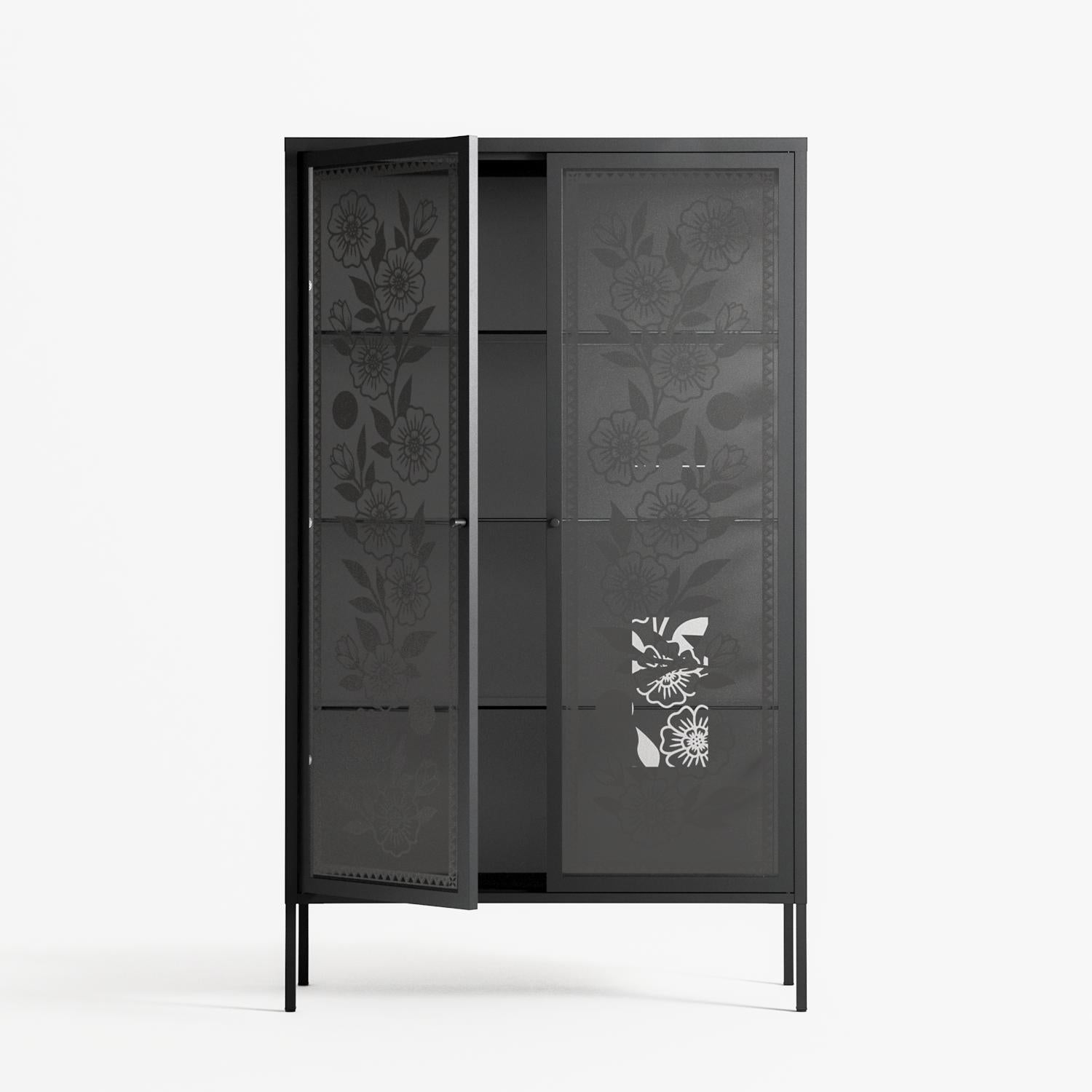 Barbed Bloom - Cabinet - Daphna Sebbane - Antracite - Overlay Glass