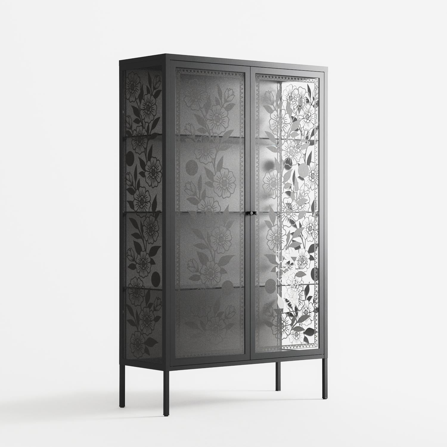 Barbed Bloom - Cabinet - Daphna Sebbane - Antracite - Overlay Glass