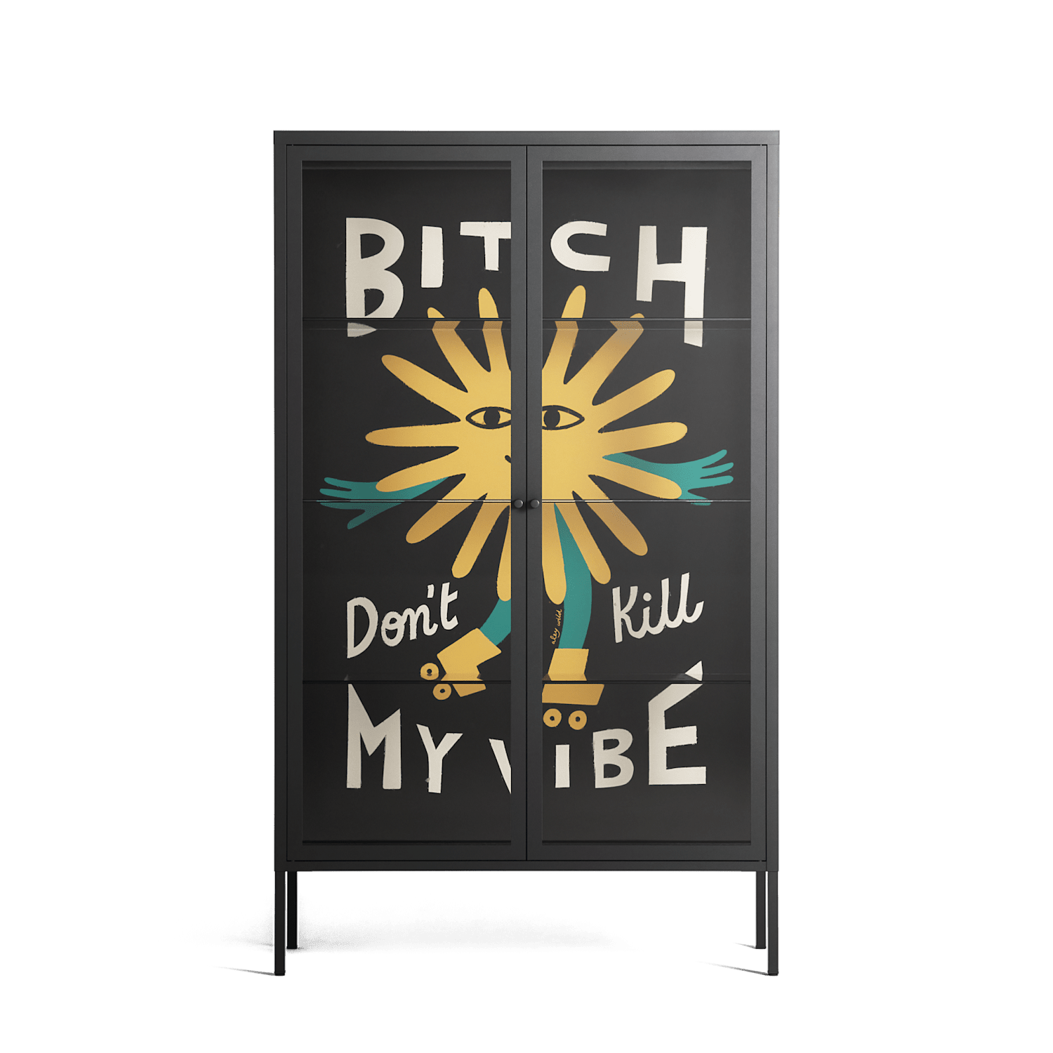 Bitch Don't Kill My Vibe - Cabinet - Aley Wild - Antracite - Clear glass