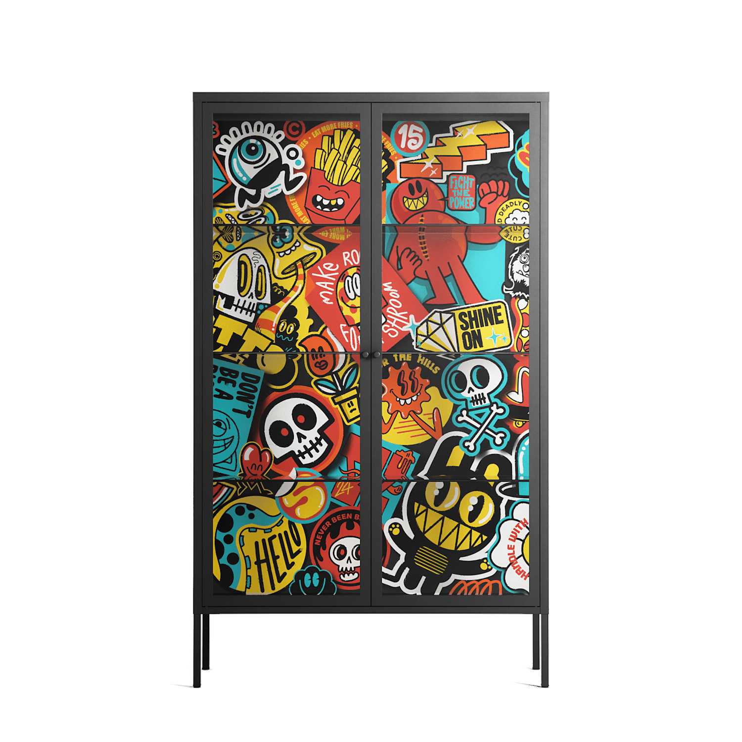 All The Stickers - Cabinet - Craig Watkins - Antracite - Clear glass