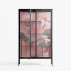Abstract Cranes And Palms - Cabinet - Raissa Oltmanns - Antracite - Overlay Glass