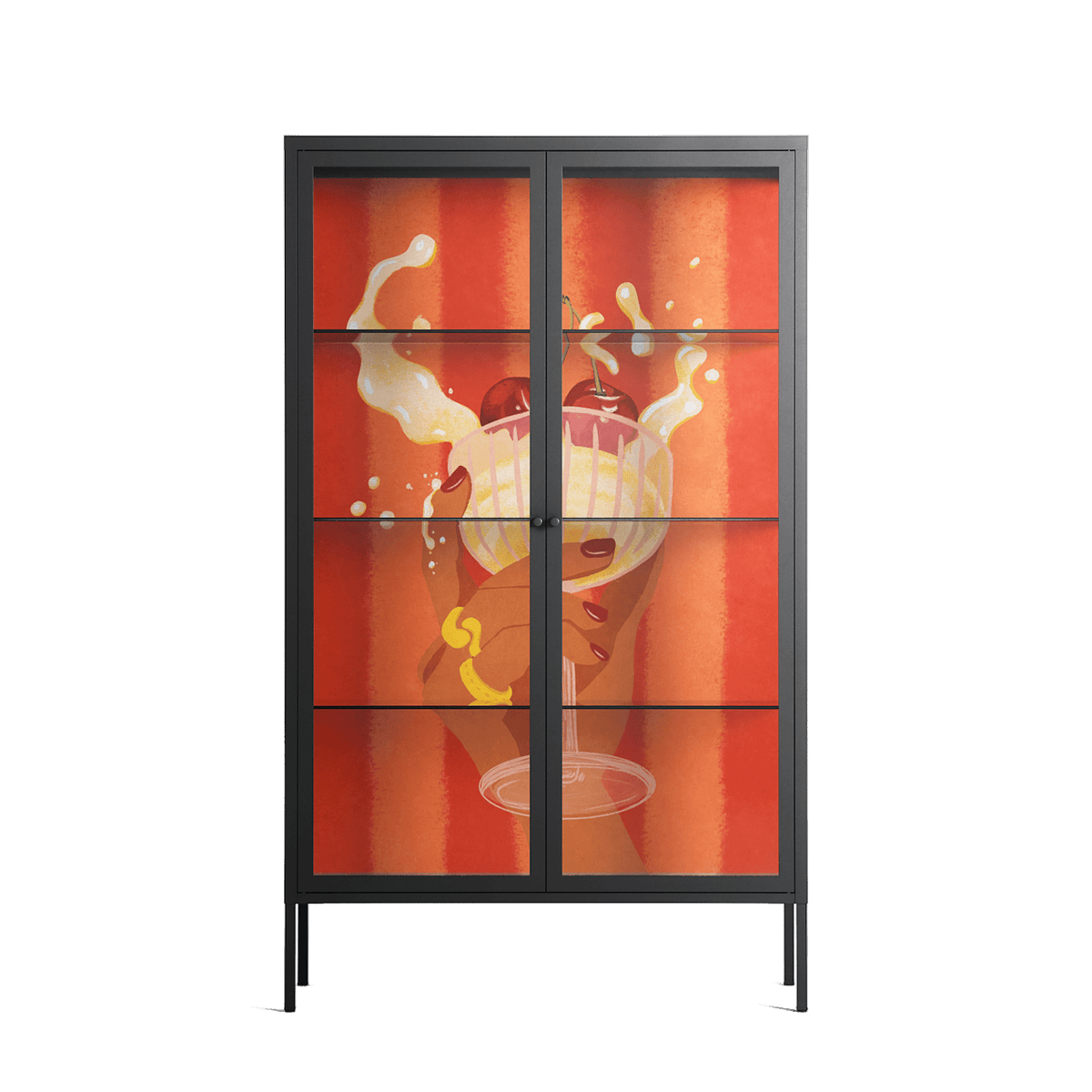Drink And Cherries - Cabinet - Raissa Oltmanns - Antracite - Clear glass