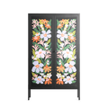 Floral Delight - Cabinet - Sandra Hutter - Antracite - Overlay Glass
