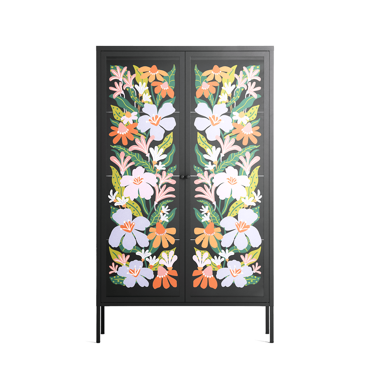 Floral Delight - Cabinet - Sandra Hutter - Antracite - Overlay Glass