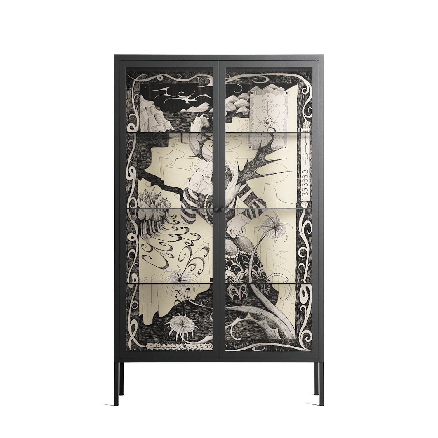 Oberon and Elgar - Cabinet - Naia Escribano - Antracite - Clear glass