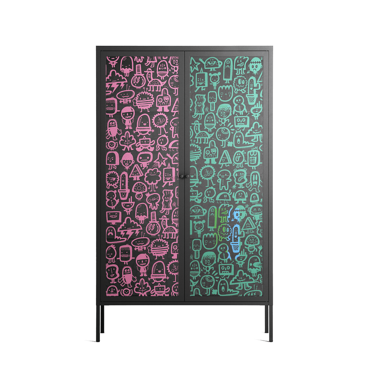 Little Monsters With Big Ideas - Cabinet - Craig Watkins - Antracite - Overlay Glass