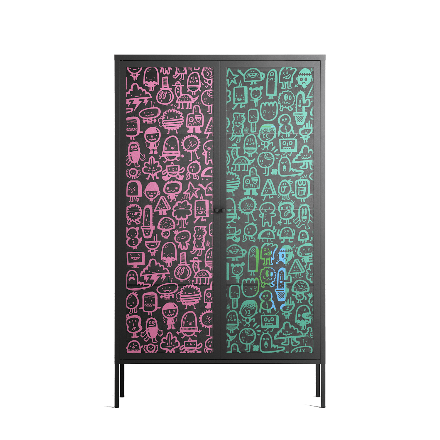Little Monsters With Big Ideas - Cabinet - Craig Watkins - Antracite - Overlay Glass