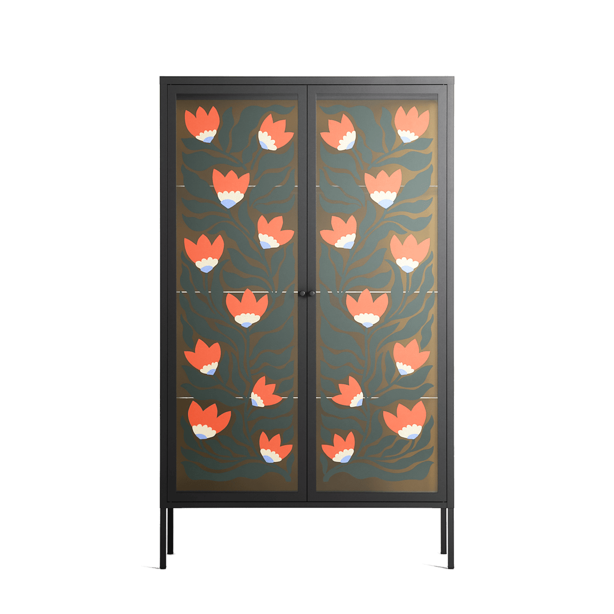 Blooming Folk Garden - Cabinet - Sandra Hutter - Antracite - Overlay Glass