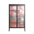 Abstract Cranes And Palms - Cabinet - Raissa Oltmanns - Antracite - Overlay Glass