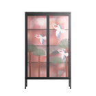 Abstract Cranes And Palms - Cabinet - Raissa Oltmanns - Antracite - Overlay Glass