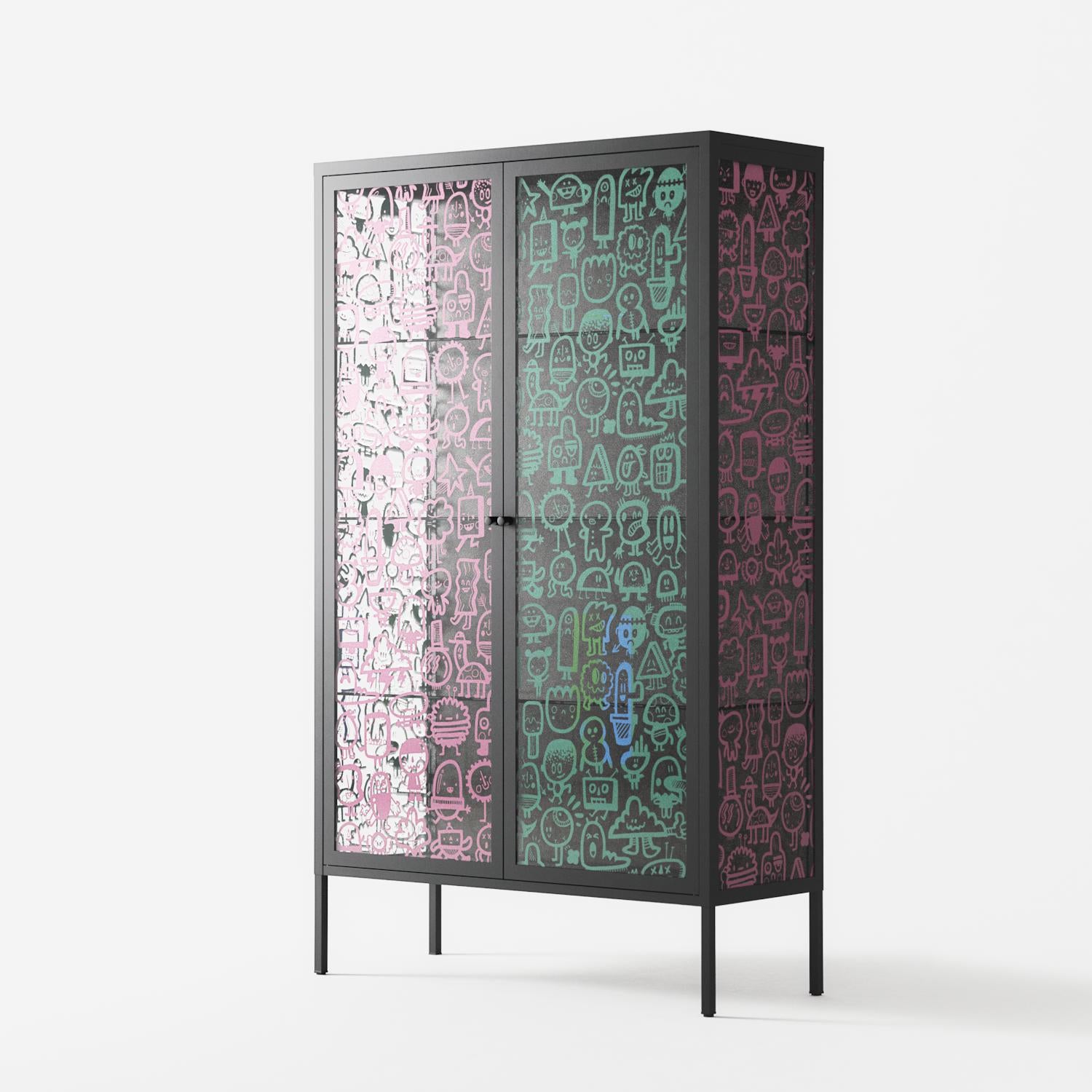 Little Monsters With Big Ideas - Cabinet - Craig Watkins - Antracite - Overlay Glass