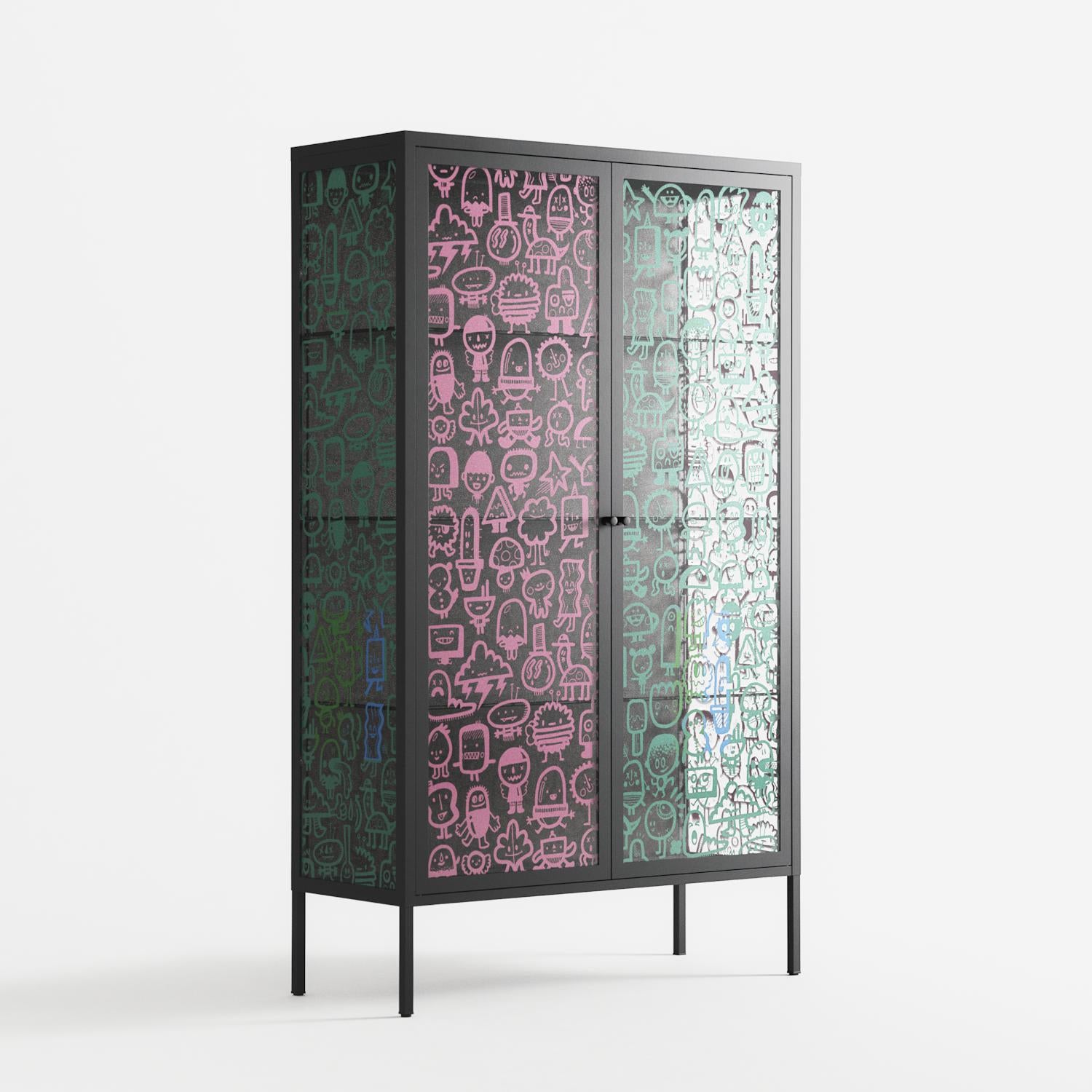 Little Monsters With Big Ideas - Cabinet - Craig Watkins - Antracite - Overlay Glass