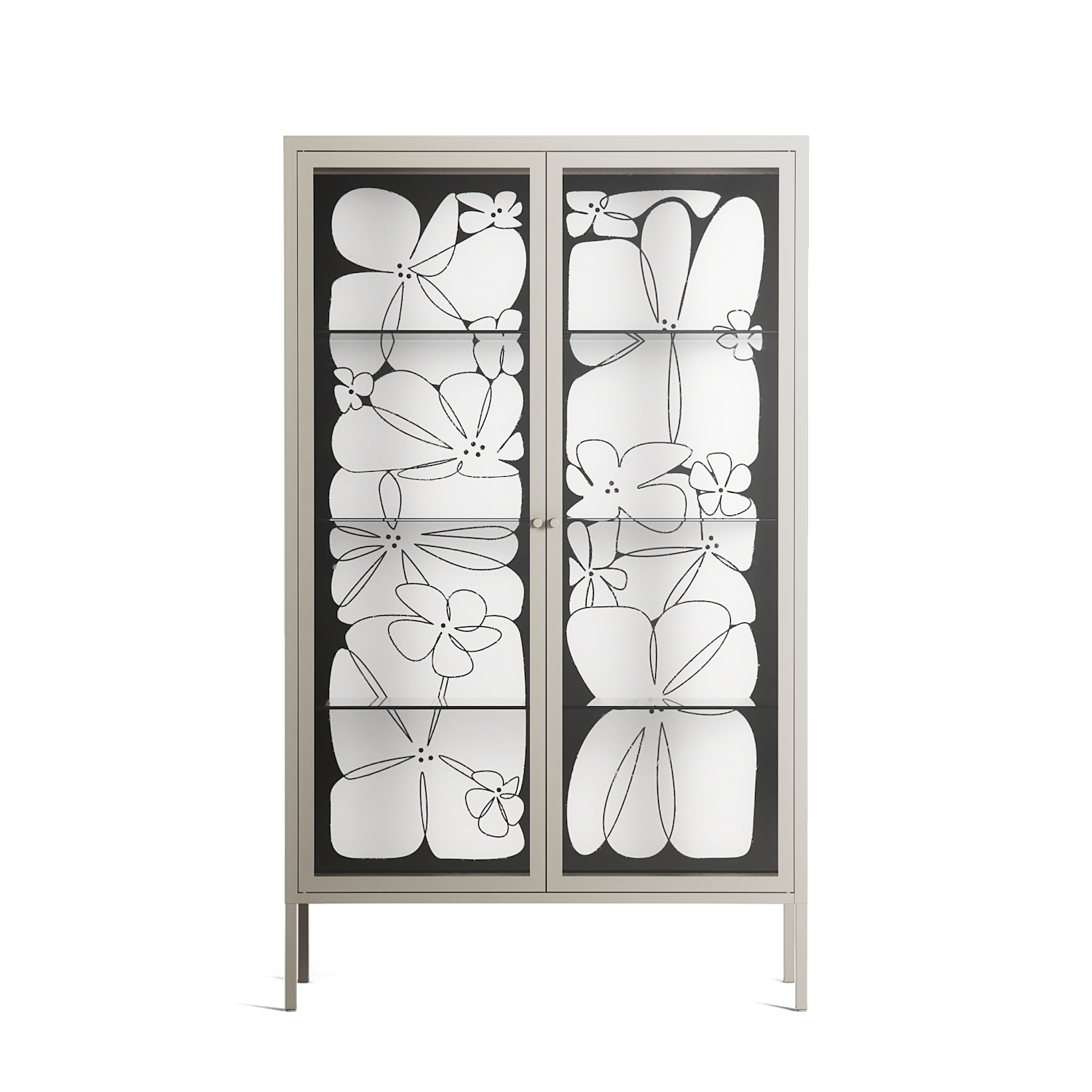 White Flowers - Cabinet - Konrad Blaszczyk - Pebble - Clear glass