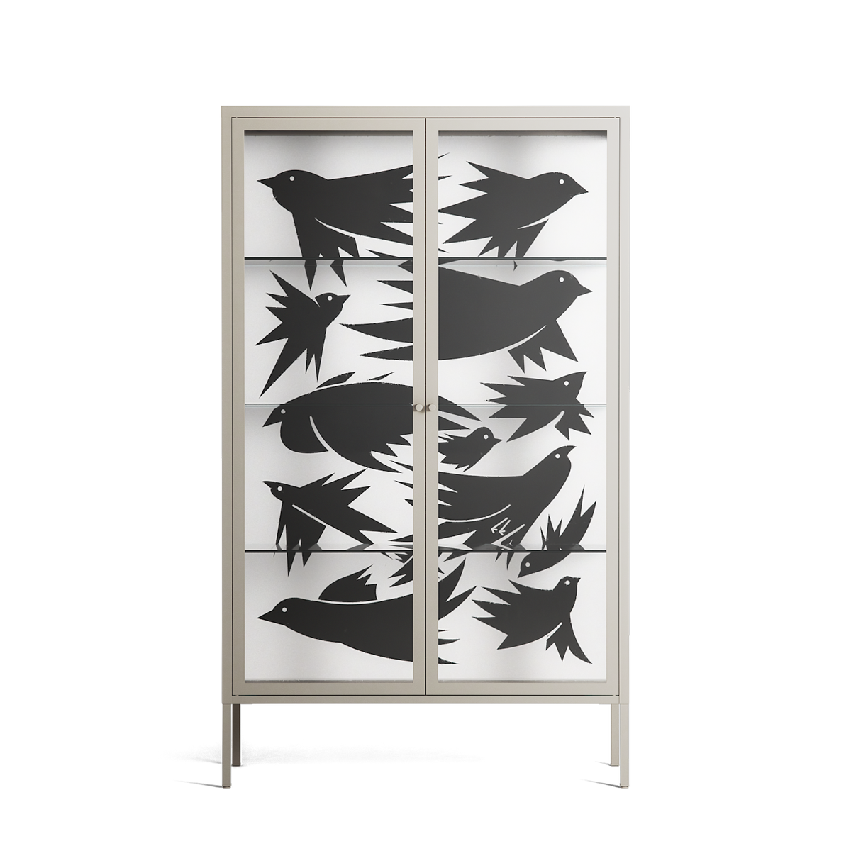 Black Birds - Cabinet - Konrad Blaszczyk - Pebble - Clear glass