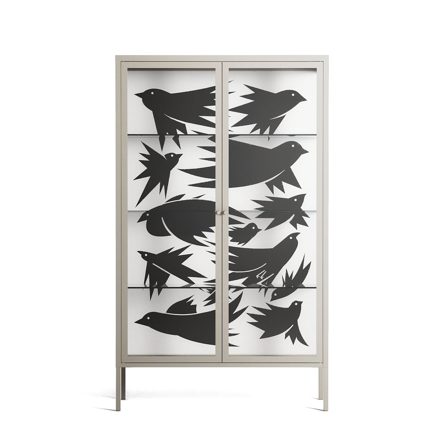 Black Birds - Cabinet - Konrad Blaszczyk - Pebble - Clear glass