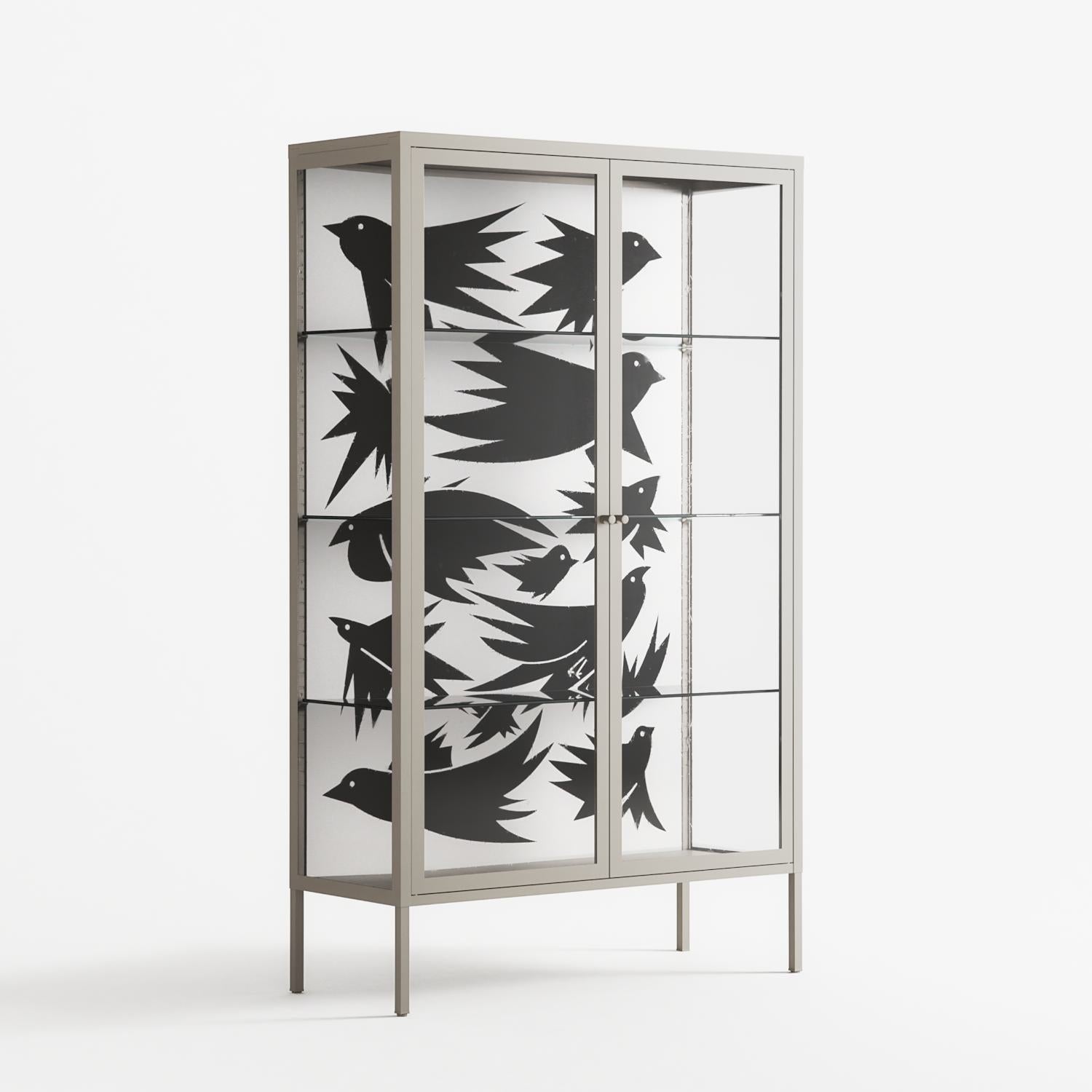 Black Birds - Cabinet - Konrad Blaszczyk - Pebble - Clear glass
