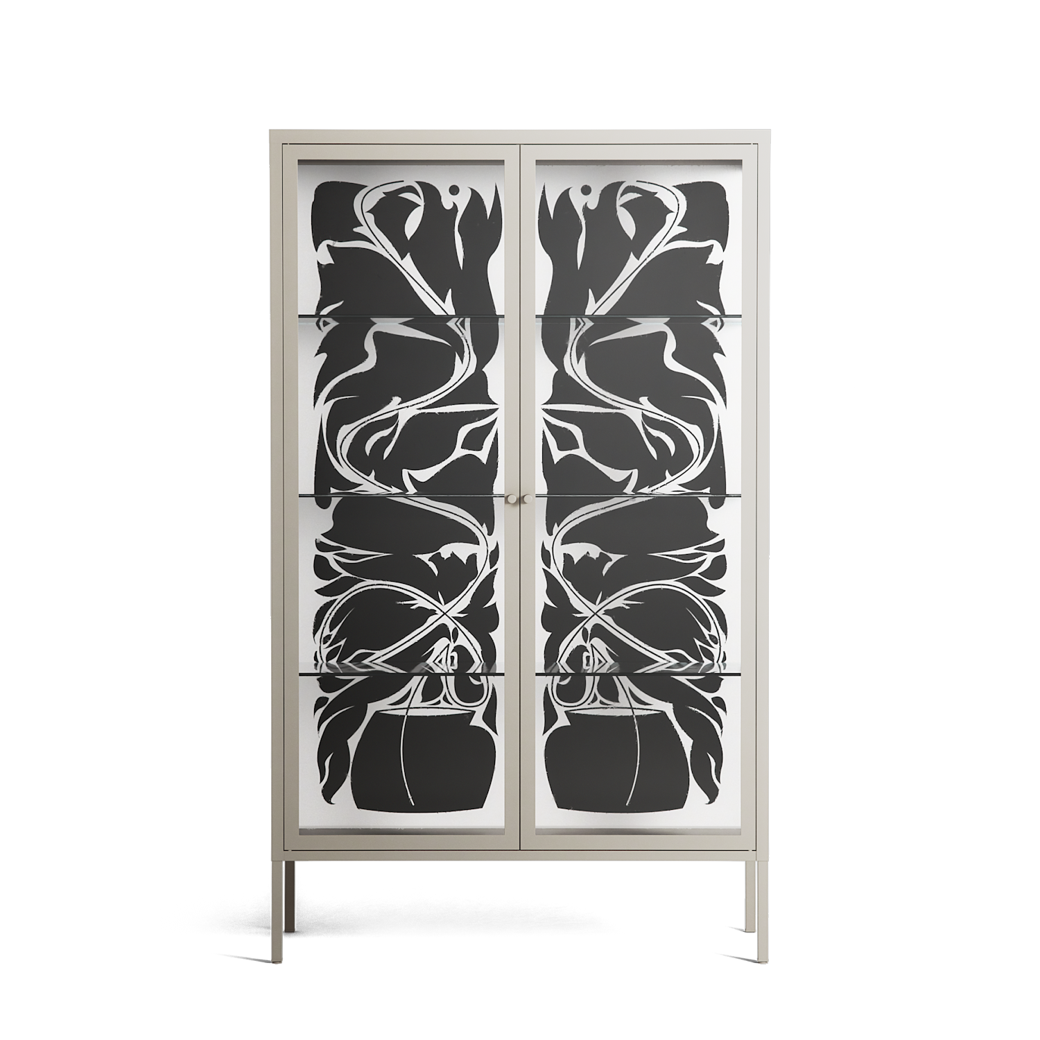 Black Potted Plant - Cabinet - Konrad Blaszczyk - Pebble - Clear glass