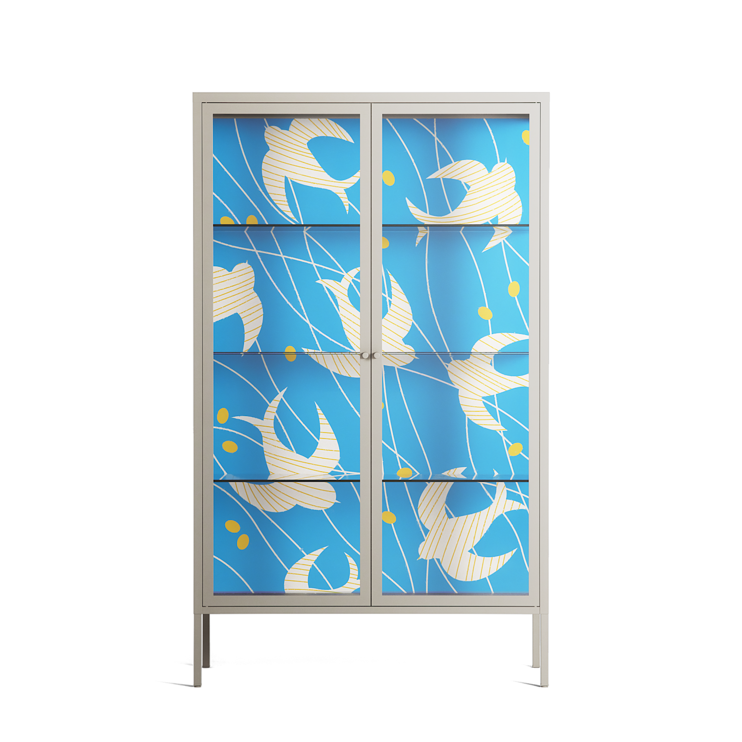 Birds B - Cabinet - Heather Zhou - Pebble - Clear glass