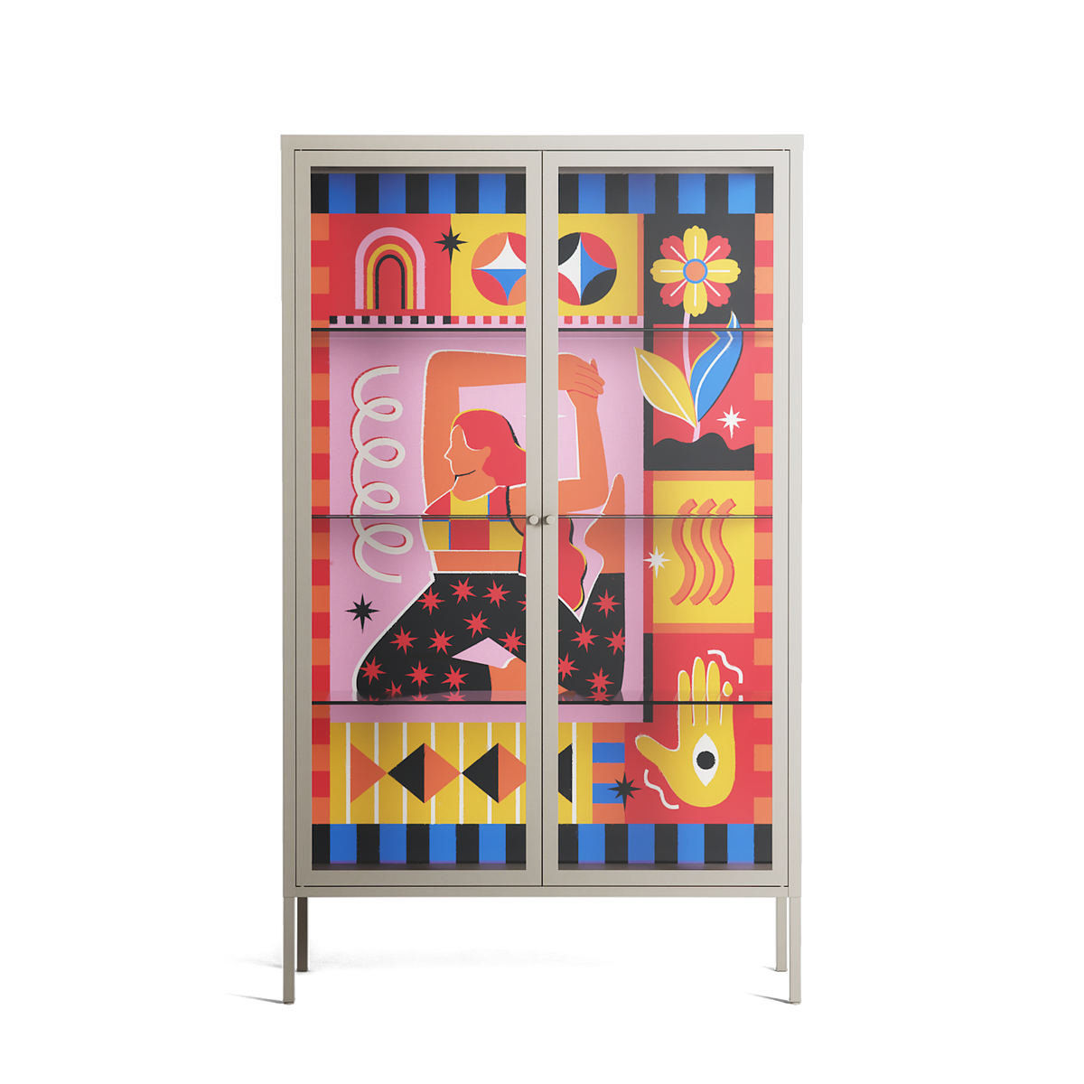 Yoga - Cabinet - Heather Zhou - Pebble - Clear glass