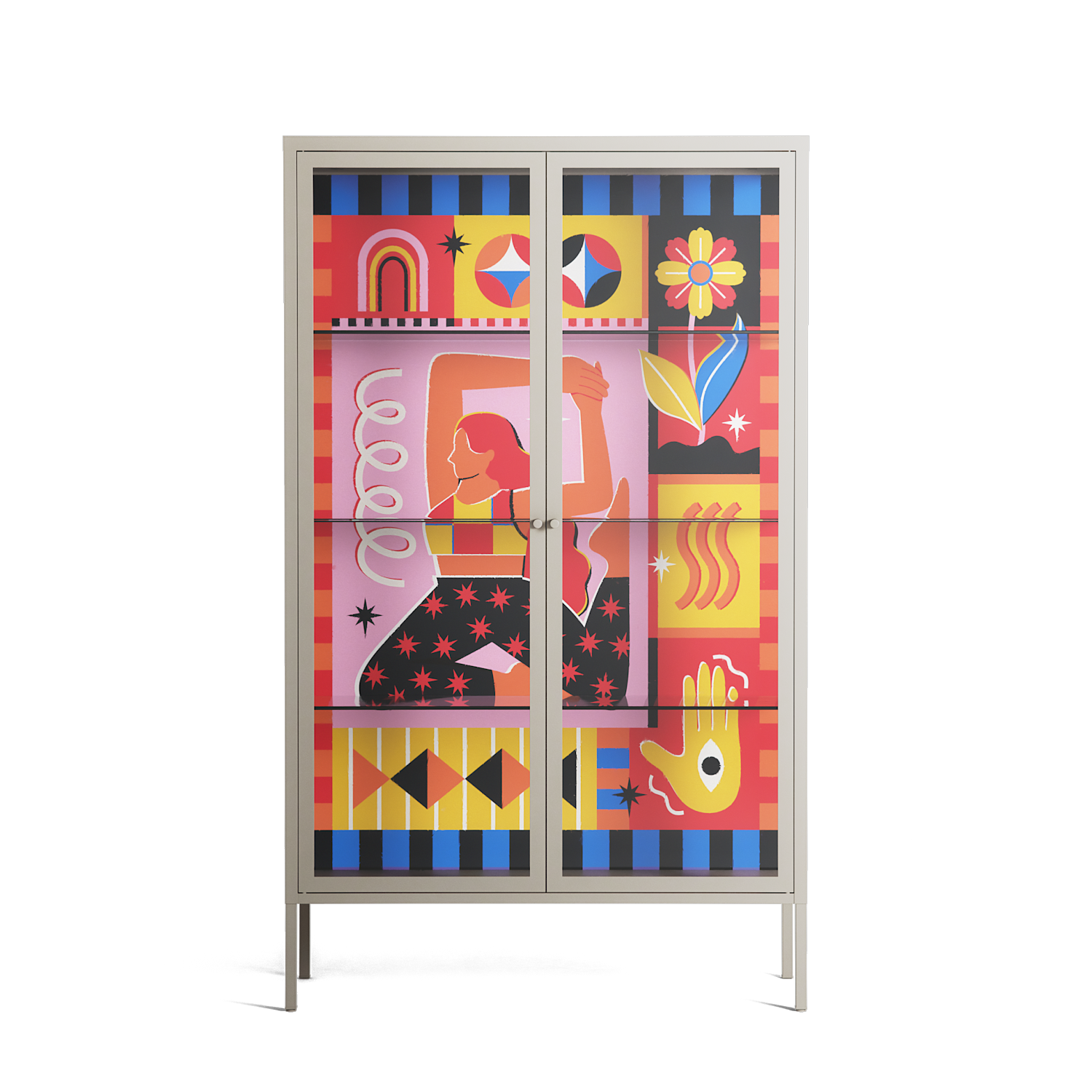Yoga - Cabinet - Heather Zhou - Pebble - Clear glass