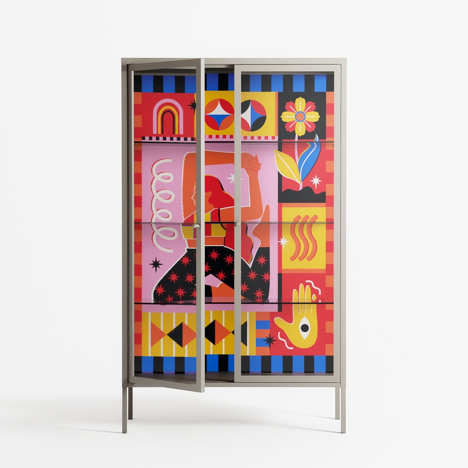 Yoga - Cabinet - Heather Zhou - Pebble - Clear glass