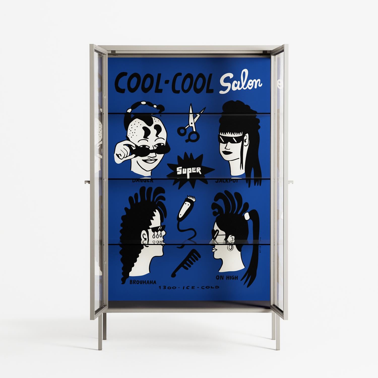 Cool Cool Salon Blue - Cabinet - Aley Wild - Pebble - Clear glass