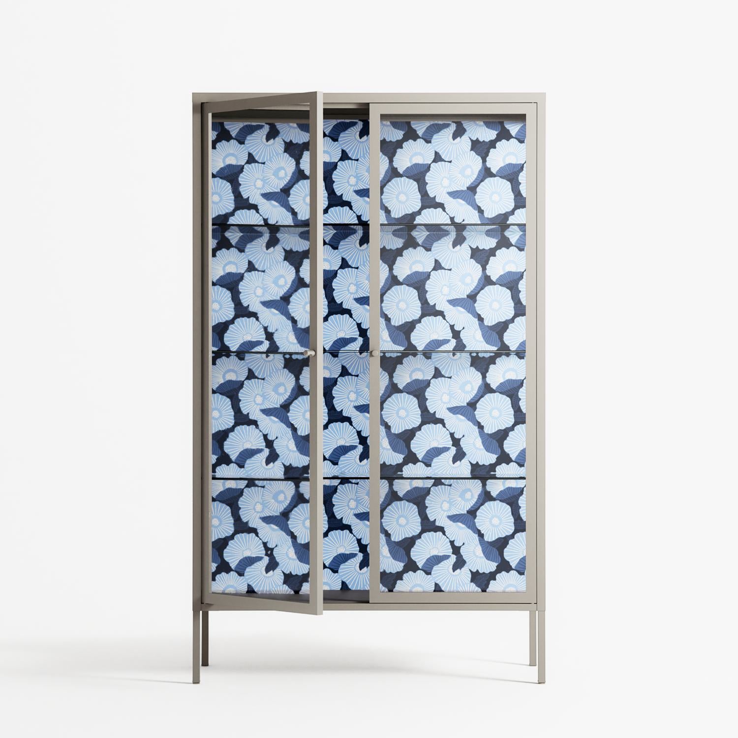 Blue Poppy 2 - Cabinet - Katie O’Shea - Pebble - Clear glass