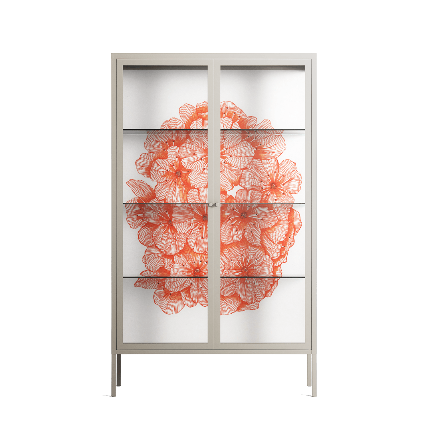 Orange Flowers 1 - Cabinet - Katie O’Shea - Pebble - Clear glass
