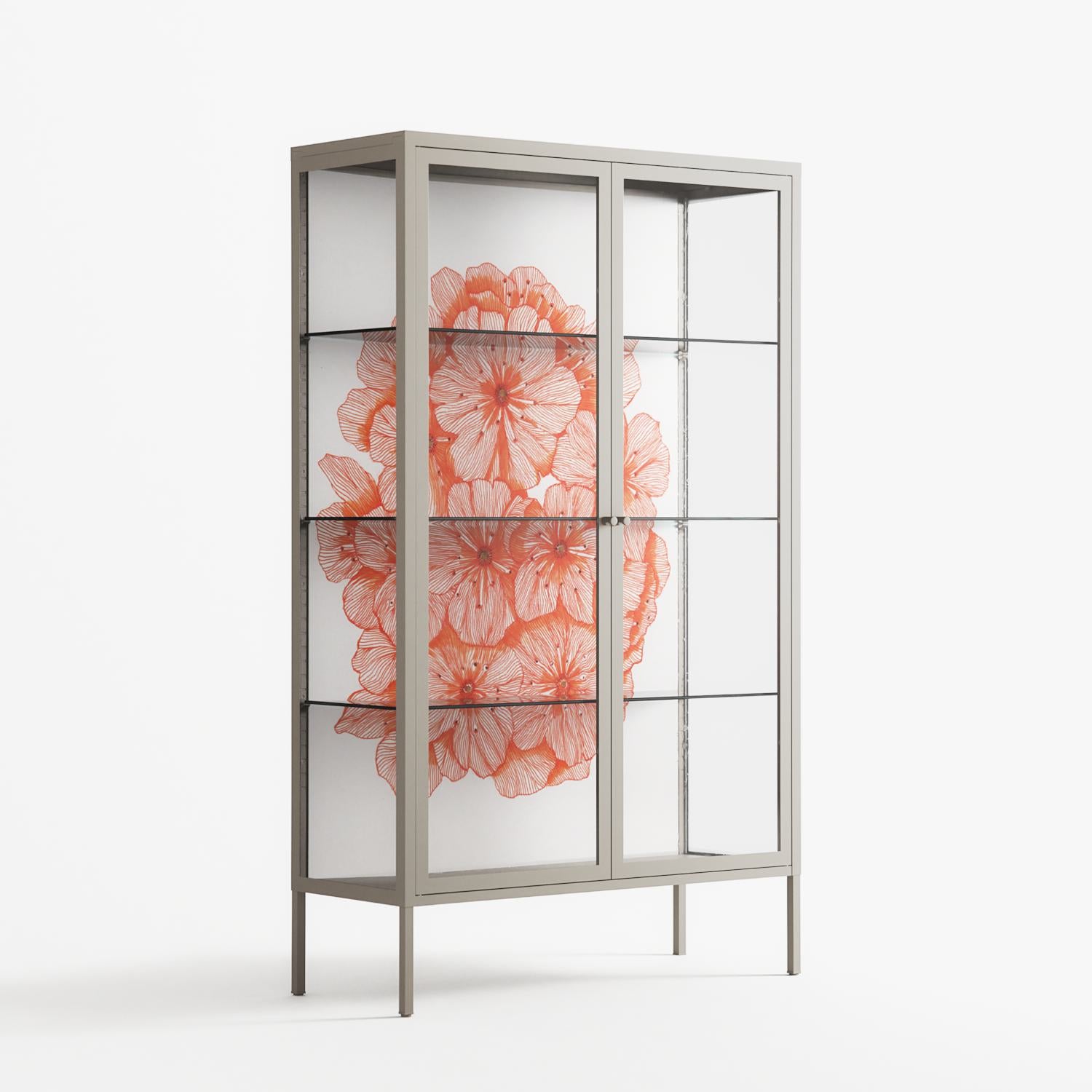 Orange Flowers 1 - Cabinet - Katie O’Shea - Pebble - Clear glass