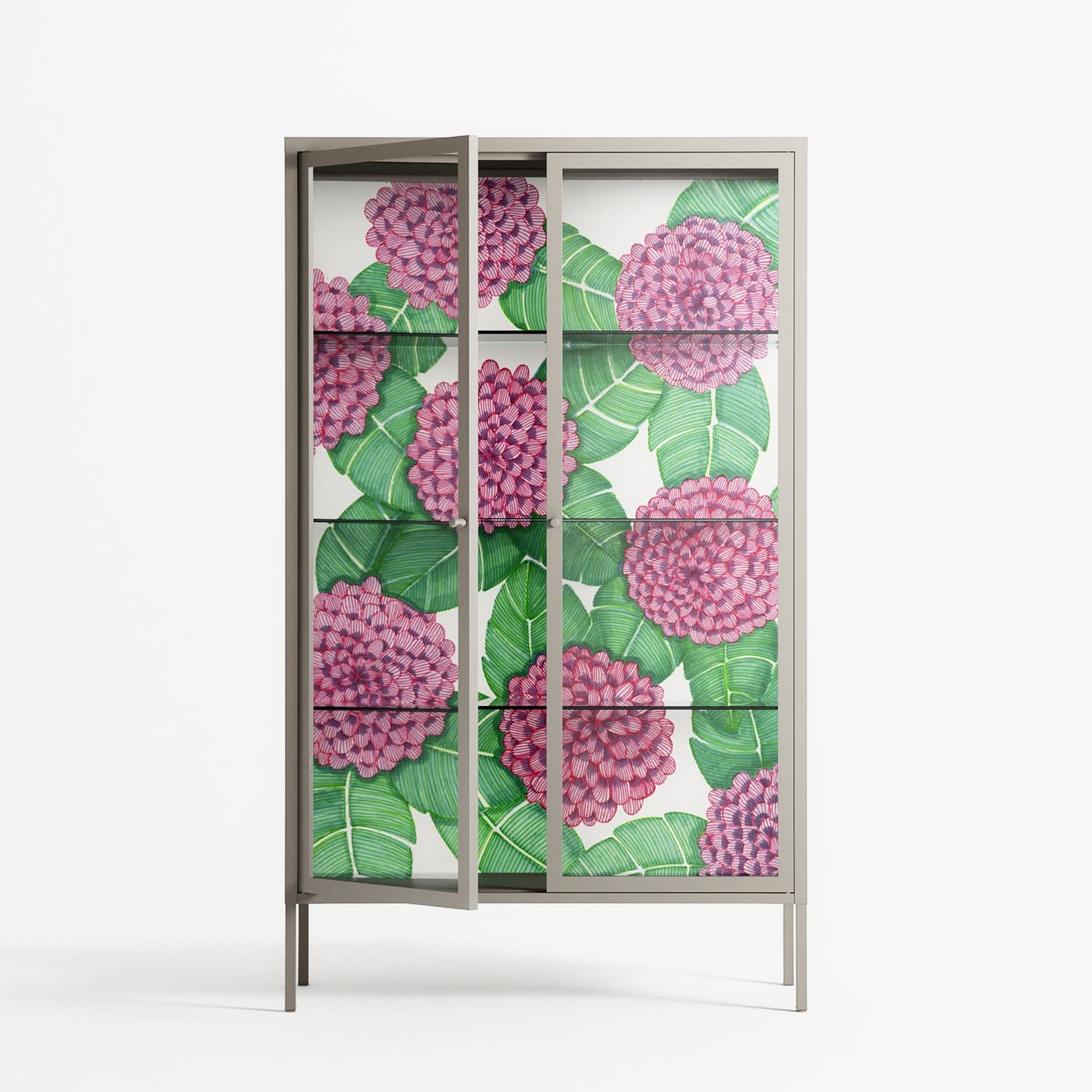 Pink Floras - Cabinet - Katie O’Shea - Pebble - Clear glass